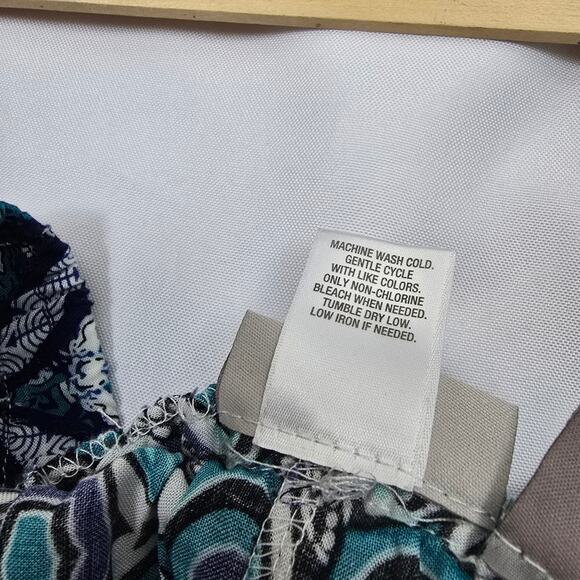 Roz & Ali Blue Wide Leg Palazzo Pants Yoga Travel Boho Hippie Mosaic Comfort L - Picture 6 of 11